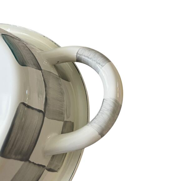 MacKenzie Childs Sterling Check Medium Oval Gratin Baking Dish Enamel Retired - Picture 11 of 16